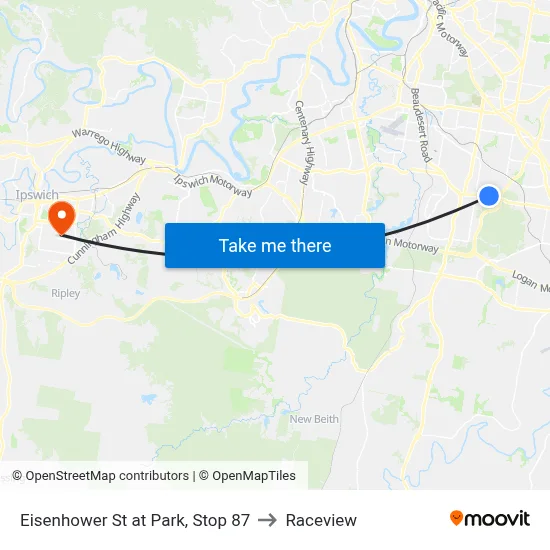 Eisenhower St at Park, Stop 87 to Raceview map