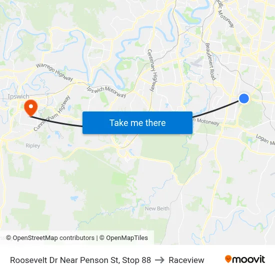 Roosevelt Dr Near Penson St, Stop 88 to Raceview map