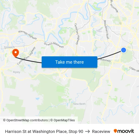 Harrison St at Washington Place, Stop 90 to Raceview map