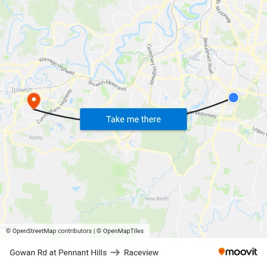 Gowan Rd at Pennant Hills to Raceview map