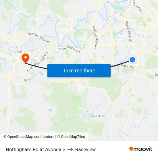 Nottingham Rd at Avondale to Raceview map
