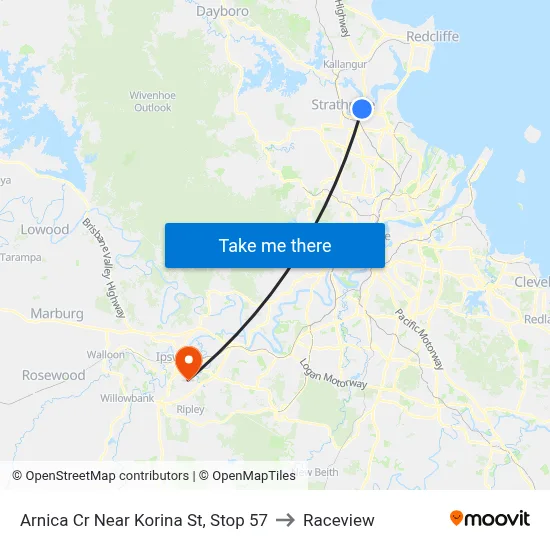 Arnica Cr Near Korina St, Stop 57 to Raceview map