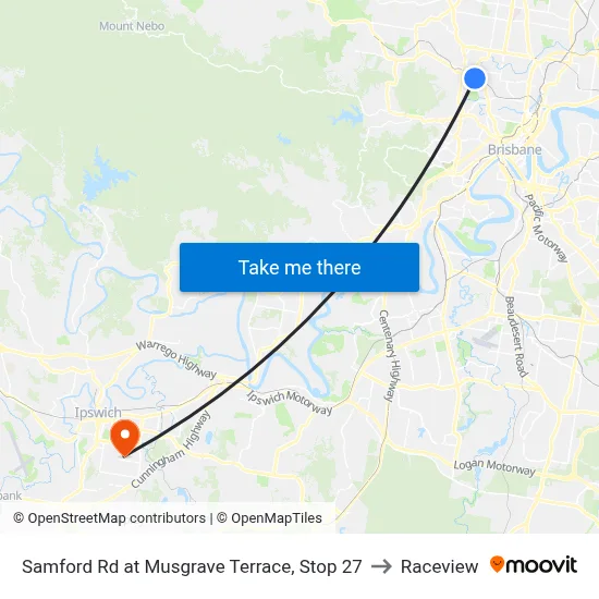 Samford Rd at Musgrave Terrace, Stop 27 to Raceview map