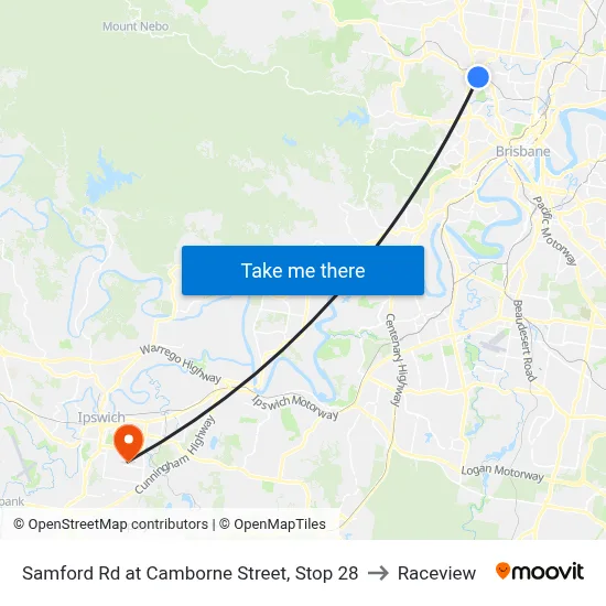 Samford Rd at Camborne Street, Stop 28 to Raceview map