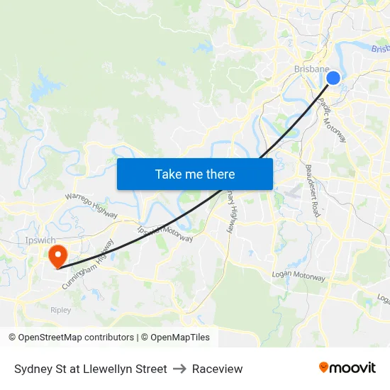 Sydney St at Llewellyn Street to Raceview map