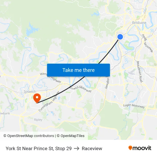 York St Near Prince St, Stop 29 to Raceview map
