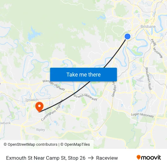 Exmouth St Near Camp St, Stop 26 to Raceview map