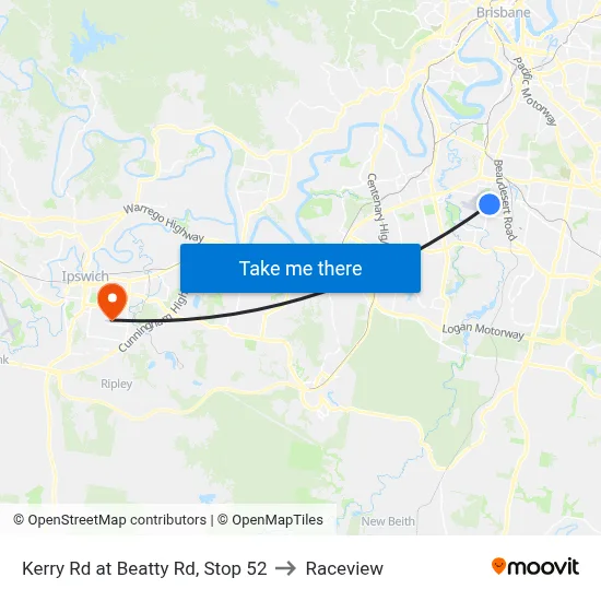 Kerry Rd at Beatty Rd, Stop 52 to Raceview map