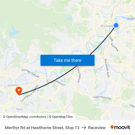 Merthyr Rd at Hawthorne Street, Stop 13 to Raceview map