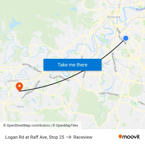 Logan Rd at Raff Ave, Stop 25 to Raceview map
