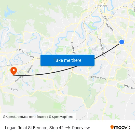 Logan Rd at St Bernard, Stop 42 to Raceview map
