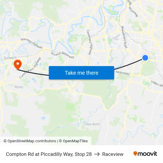 Compton Rd at Piccadilly Way, Stop 28 to Raceview map