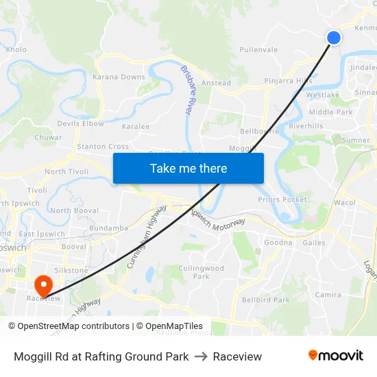 Moggill Rd at Rafting Ground Park to Raceview map
