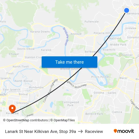 Lanark St Near Kilkivan Ave, Stop 39a to Raceview map