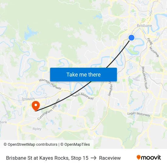 Brisbane St at Kayes Rocks, Stop 15 to Raceview map