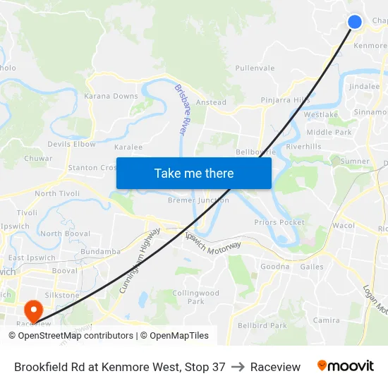 Brookfield Rd at Kenmore West, Stop 37 to Raceview map