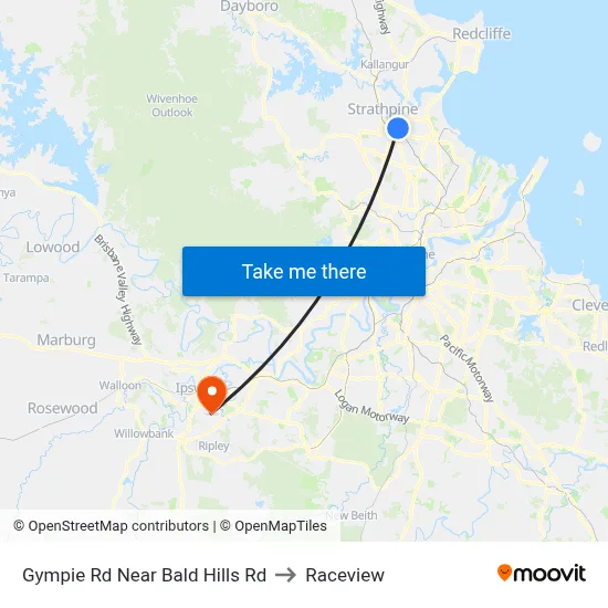 Gympie Rd Near Bald Hills Rd to Raceview map
