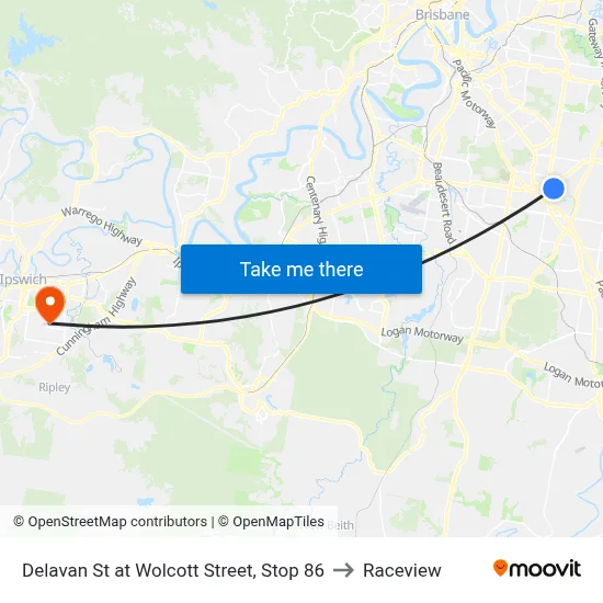 Delavan St at Wolcott Street, Stop 86 to Raceview map