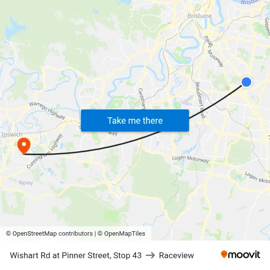 Wishart Rd at Pinner Street, Stop 43 to Raceview map