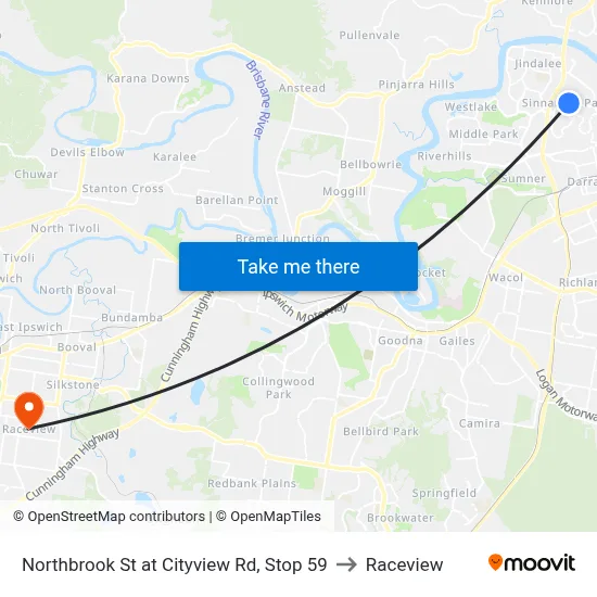 Northbrook St at Cityview Rd, Stop 59 to Raceview map