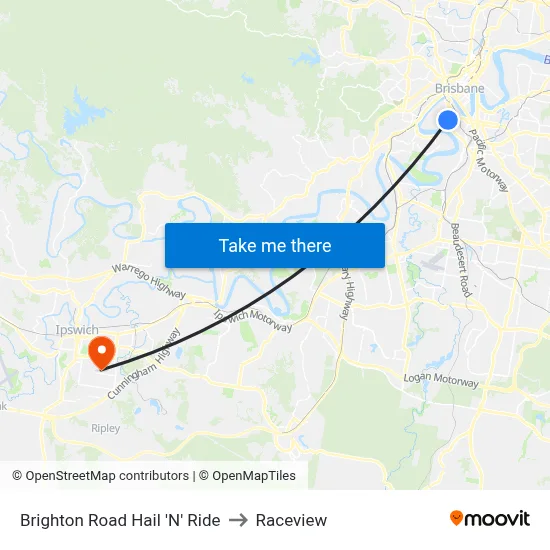 Brighton Road Hail 'N' Ride to Raceview map