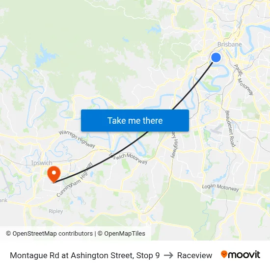 Montague Rd at Ashington Street, Stop 9 to Raceview map