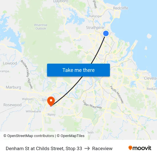 Denham St at Childs Street, Stop 33 to Raceview map