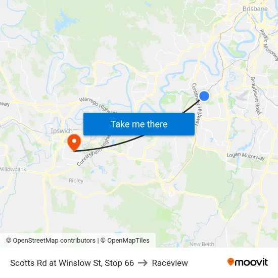 Scotts Rd at Winslow St, Stop 66 to Raceview map