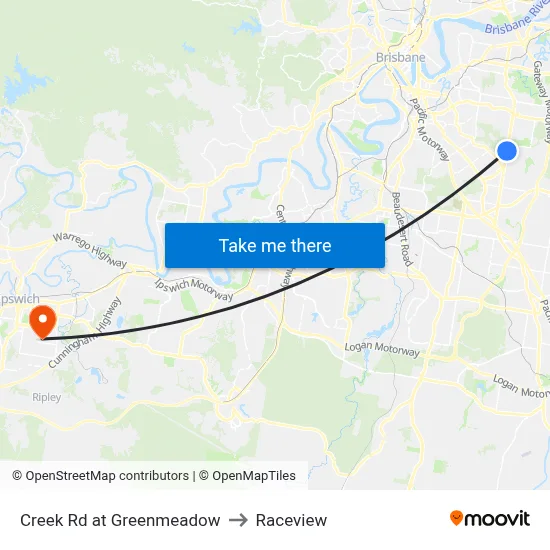 Creek Rd at Greenmeadow to Raceview map