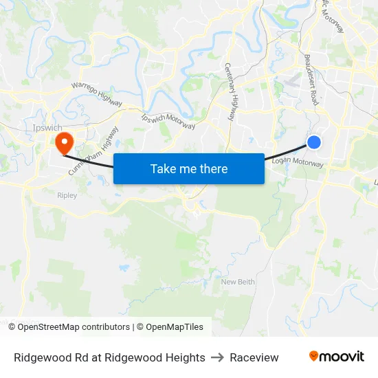 Ridgewood Rd at Ridgewood Heights to Raceview map