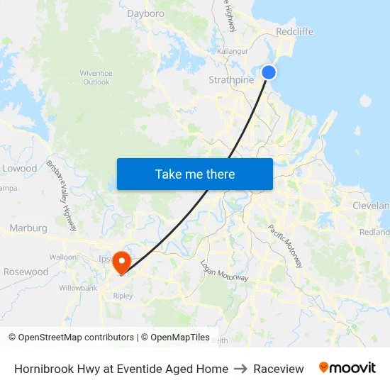 Hornibrook Hwy at Eventide Aged Home to Raceview map