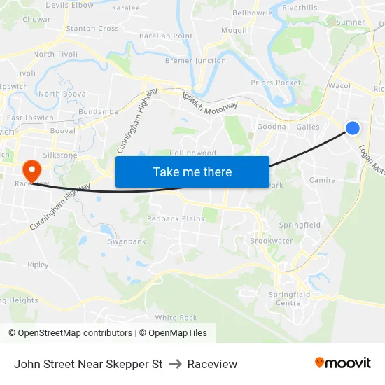 John Street Near Skepper St to Raceview map
