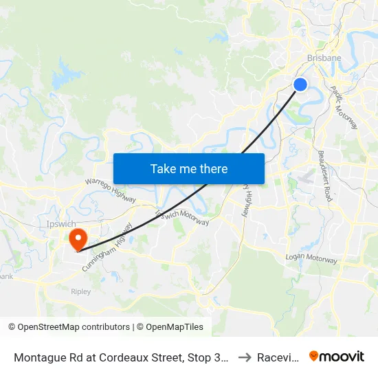 Montague Rd at Cordeaux Street, Stop 30/14 to Raceview map