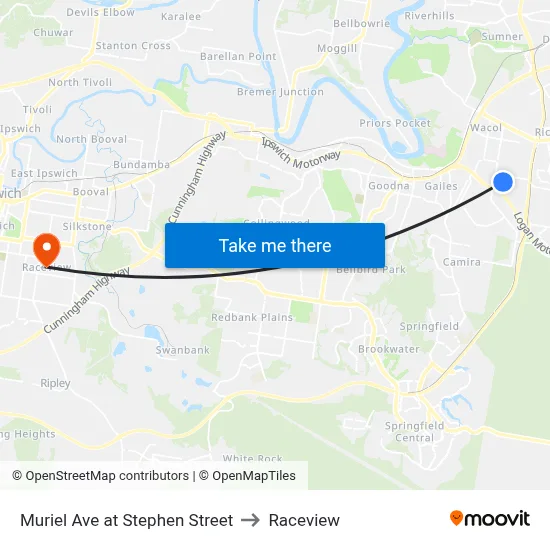 Muriel Ave at Stephen Street to Raceview map