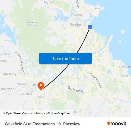 Wakefield St at Freemasons to Raceview map