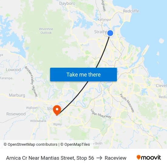Arnica Cr Near Mantias Street, Stop 56 to Raceview map