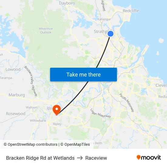 Bracken Ridge Rd at Wetlands to Raceview map