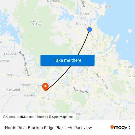 Norris Rd at Bracken Ridge Plaza to Raceview map