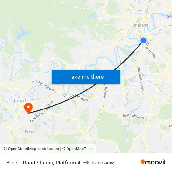 Boggo Road Station, Platform 4 to Raceview map
