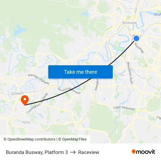 Buranda Busway, Platform 3 to Raceview map