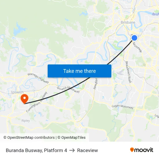 Buranda Busway, Platform 4 to Raceview map