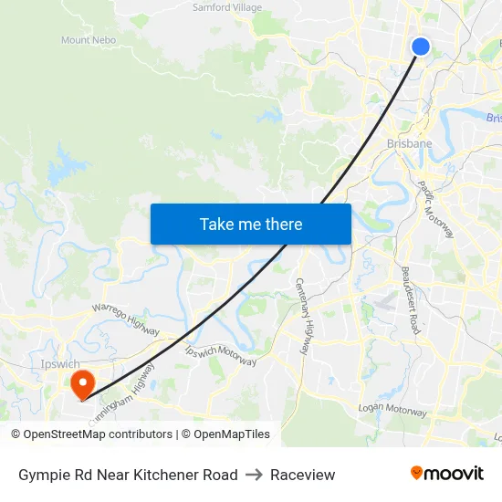 Gympie Rd Near Kitchener Road to Raceview map