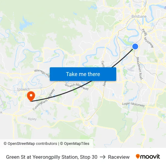 Green St at Yeerongpilly Station, Stop 30 to Raceview map