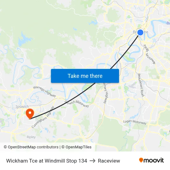 Wickham Tce at Windmill Stop 134 to Raceview map