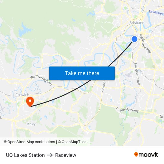 UQ Lakes Station to Raceview map