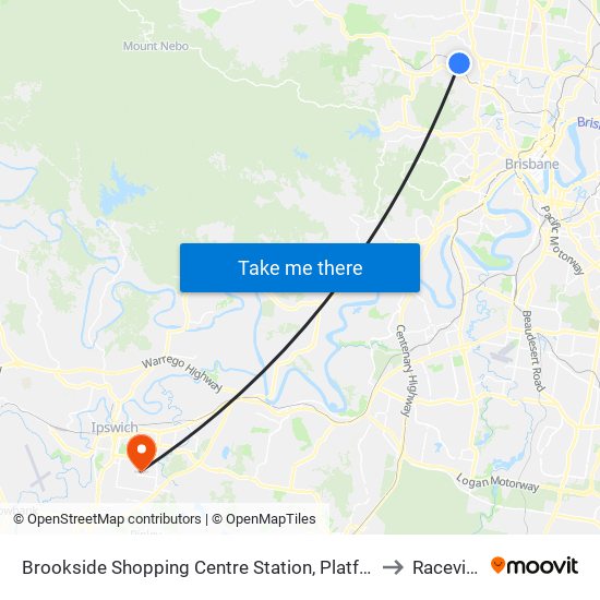 Brookside Shopping Centre Station, Platform C to Raceview map