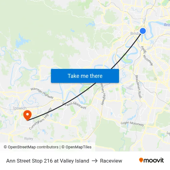 Ann Street Stop 216 at Valley Island to Raceview map