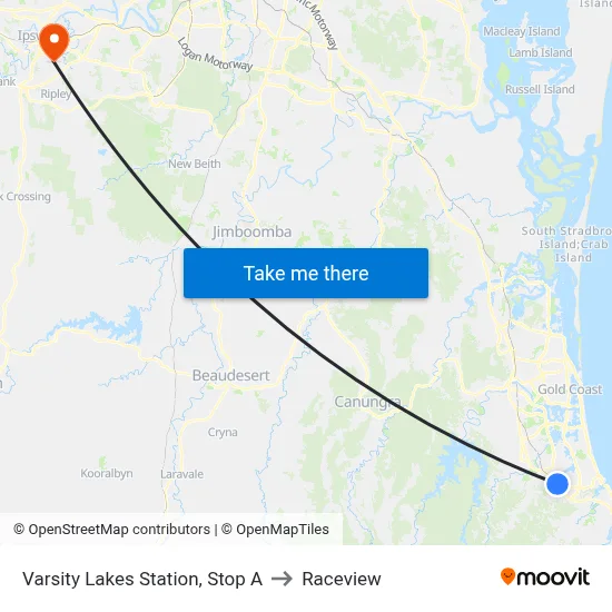 Varsity Lakes Station, Stop A to Raceview map