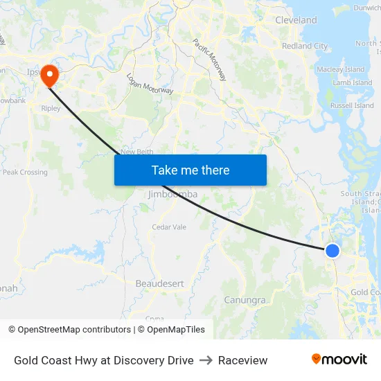 Gold Coast Hwy at Discovery Drive to Raceview map