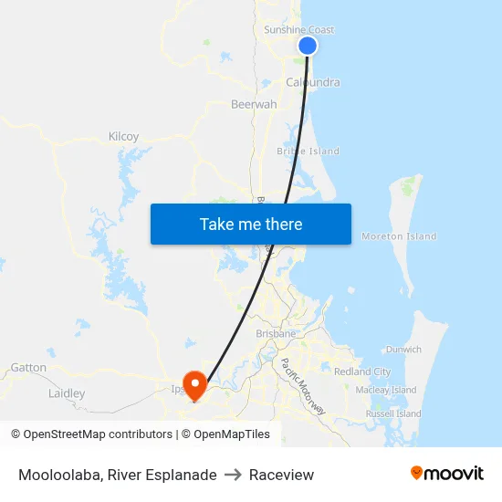 Mooloolaba, River Esplanade to Raceview map